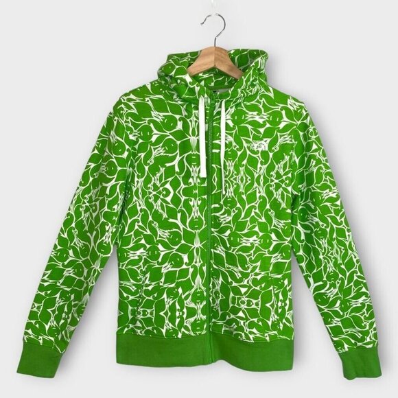 The North Face Tops - The North Face Green Floral Abstract Zip Up Hoodie Size Medium M